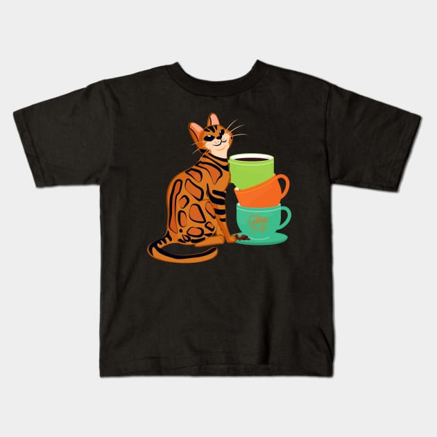 Easily Distracted by Cats and Coffee Kids T-Shirt by nathalieaynie